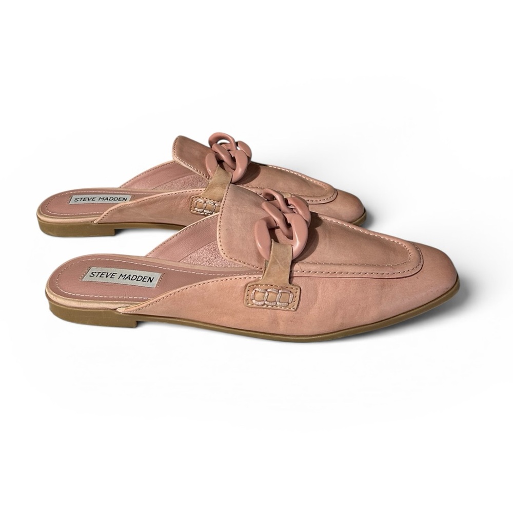 Steve Madden Cally Pink Leather Mules Slip On Cool Girl Preppy Chic Sz 10